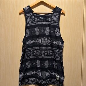 Beautiful Giant Aztec/tribal Patterned Black and Gray Tank Top